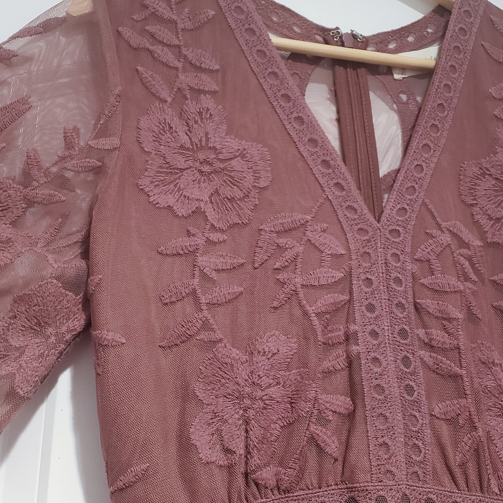 Mauve Lacy Dress Bridesmaids Wedding Guest